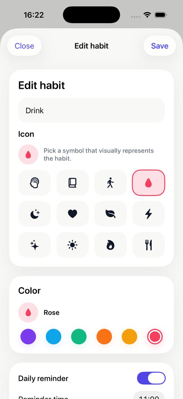 Streakmap edit habit screen