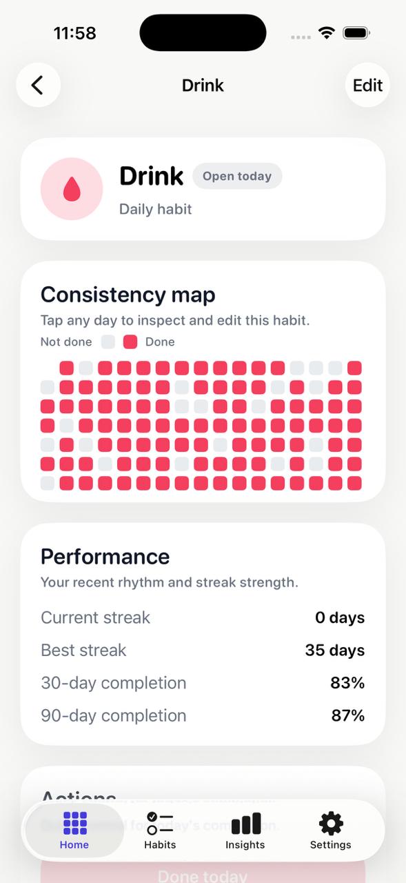 Streakmap habit detail screen